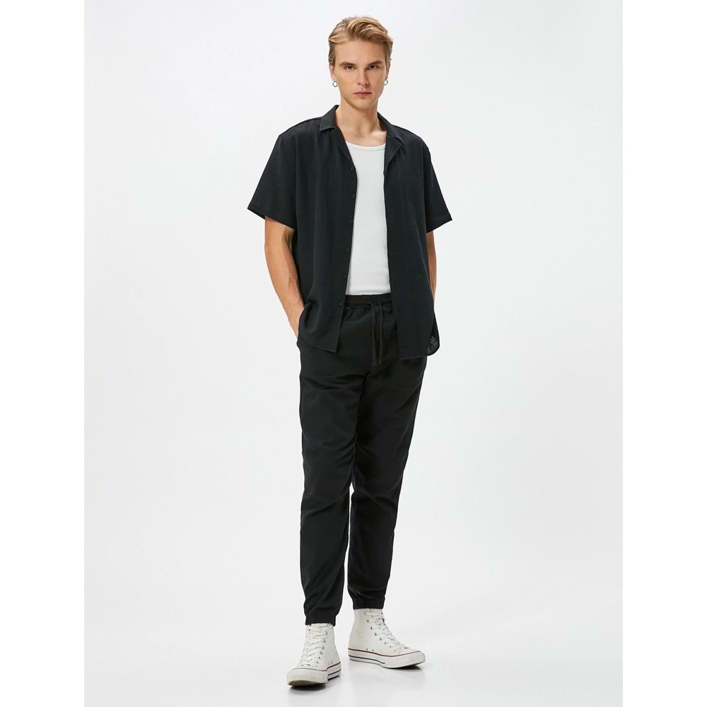 Jogger Pantolon Beli Bağcıklı Rahat Kesim Cepli - KOTON - 4SAM40013HW - SİYAH - 42