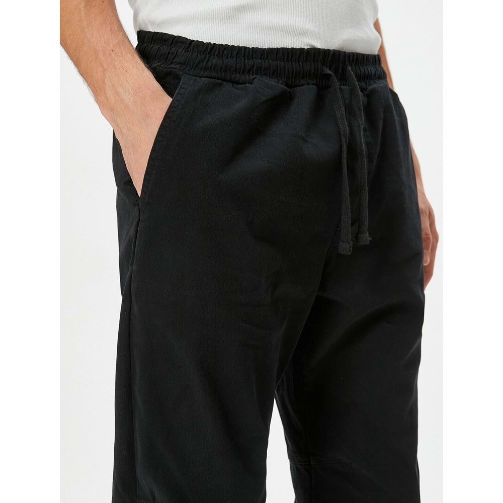 Jogger Pantolon Beli Bağcıklı Rahat Kesim Cepli - KOTON - 4SAM40013HW - SİYAH - 42