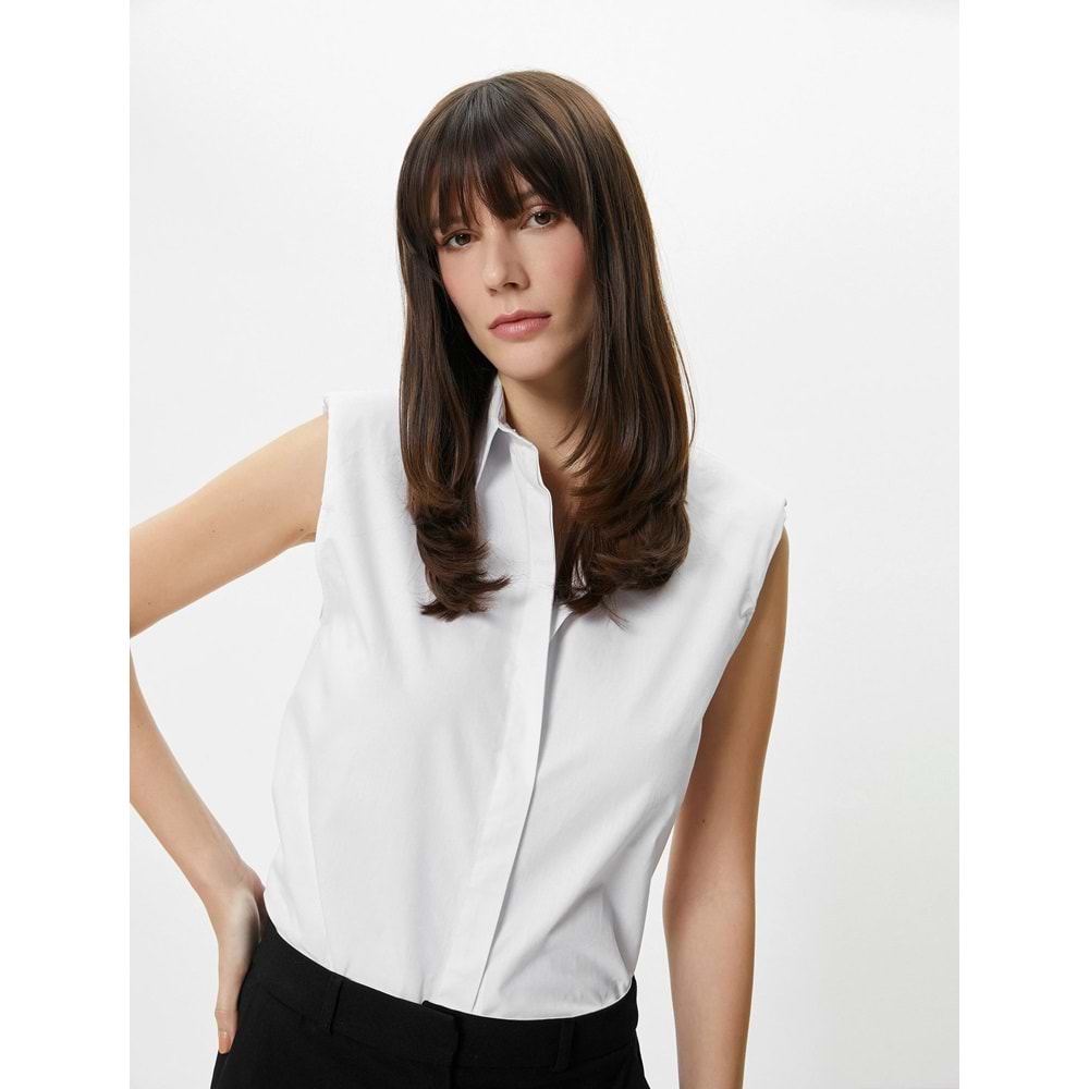 Kolsuz Gömlek Düğmeli Vatkalı Klasik Yaka - KOTON - 4SAK60056UW - KIRIK BEYAZ - 38