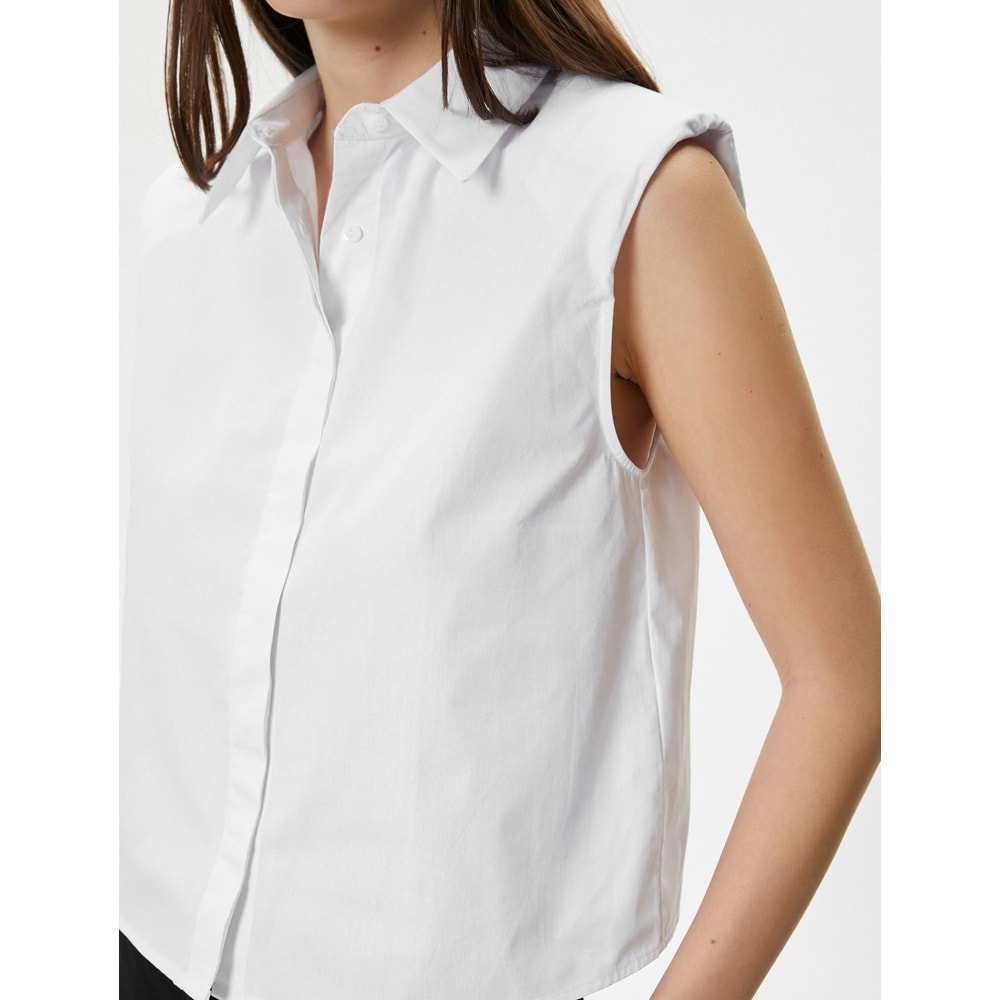 Kolsuz Gömlek Düğmeli Vatkalı Klasik Yaka - KOTON - 4SAK60056UW - KIRIK BEYAZ - 38