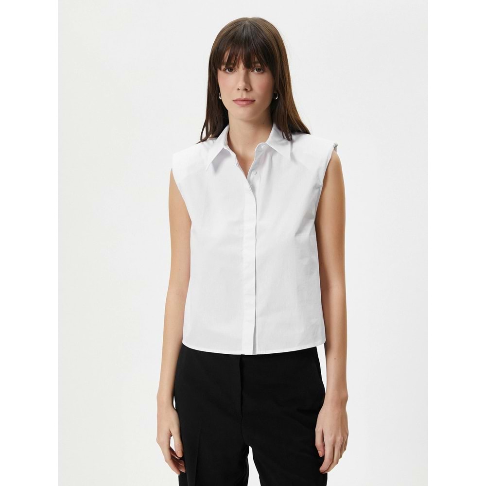 Kolsuz Gömlek Düğmeli Vatkalı Klasik Yaka - KOTON - 4SAK60056UW - KIRIK BEYAZ - 38