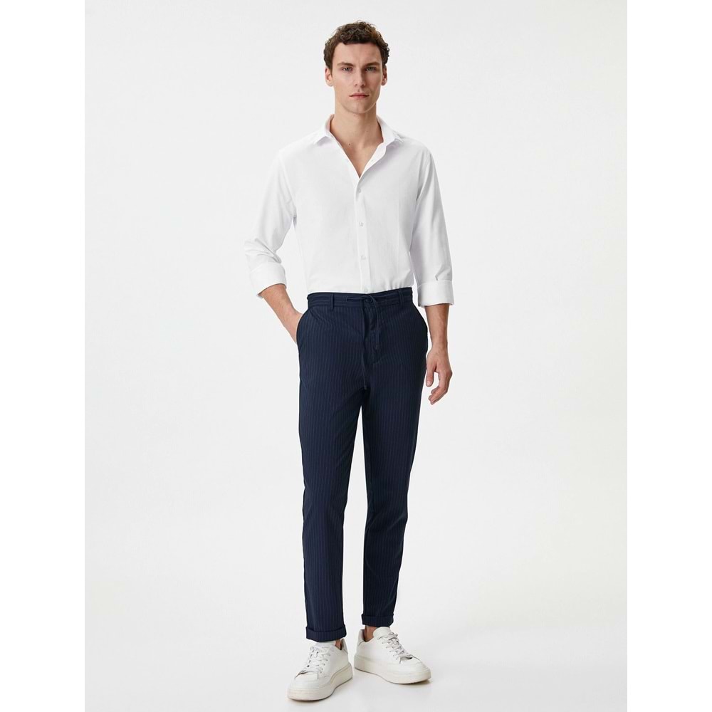 Slim Fit Gömlek Yarım İtalyan Yaka Düğmeli Dokulu - KOTON - 4SAM60015HW - BEYAZ - XXL