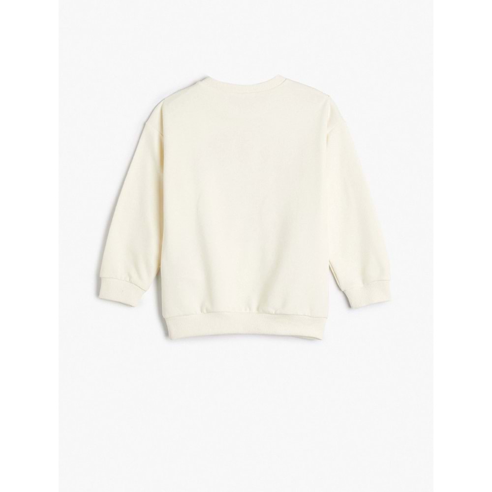 Erkek Çocuk Kolej Baskılı Sweatshirt Bisiklet Yaka Uzun Kollu - KOTON - 4SKB10289TK - EKRU - 4-5 YAŞ
