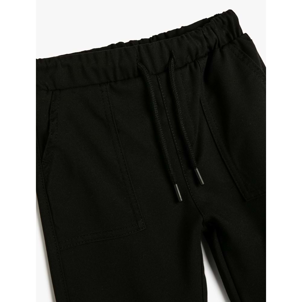 Erkek Çocuk Kargo Jogger Pantolon Cepli Beli Bağlamalı - KOTON - 4SKB40007TW - SİYAH - 4-5 YAŞ