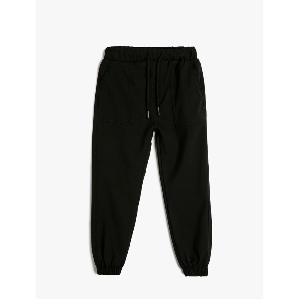 Erkek Çocuk Kargo Jogger Pantolon Cepli Beli Bağlamalı - KOTON - 4SKB40007TW - SİYAH - 4-5 YAŞ