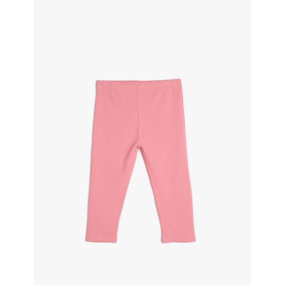 Kız Çocuk Basic Diz Altı Tayt Fitilli Beli Lastikli Pamuklu - KOTON - 4SKG40090AK - PEMBE - 7-8 YAŞ