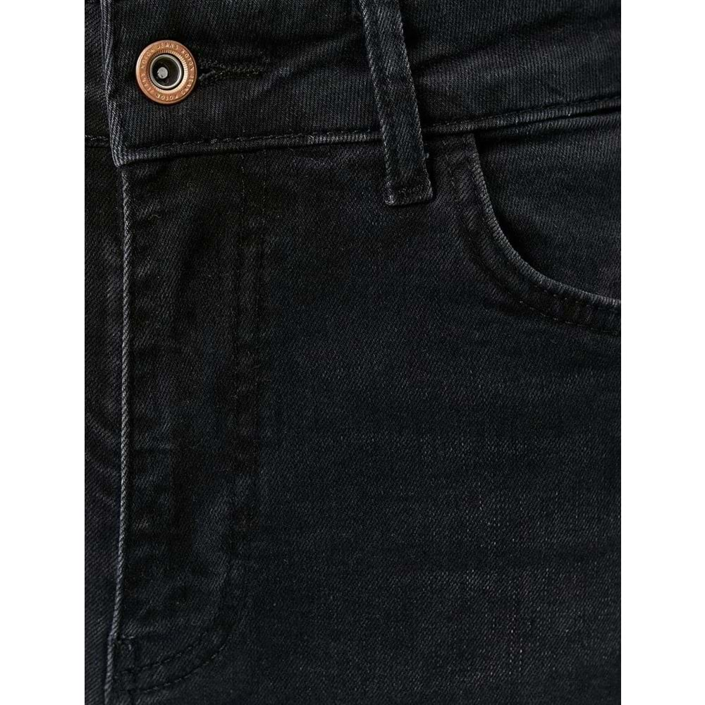 Yüksek Bel Mom Kot Pantolon Esnek Cepli Dar Kalıp Pamuklu - Slim Mom Jean 4SAL40025MD