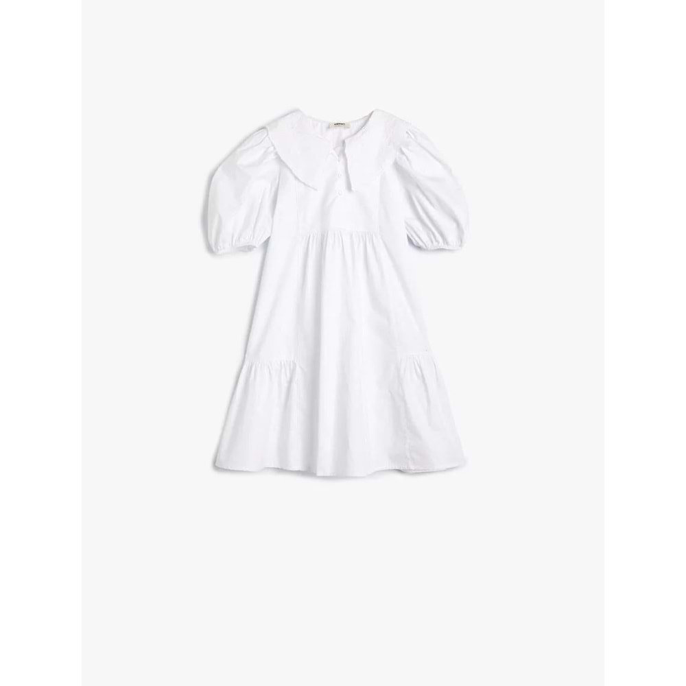 Kız Çocuk Elbise Bebe Yaka Balon Kollu Pamuklu - KOTON - 4SKG80068AW - BEYAZ - 4-5 YAŞ