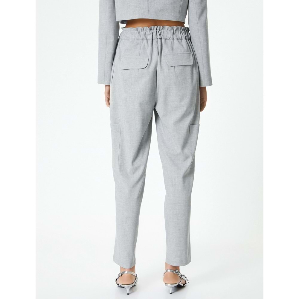 Yüksek Bel Jogger Pantolon Kargo Cepli - KOTON - 4SAK40134UW - GRİ MELANJ - 42
