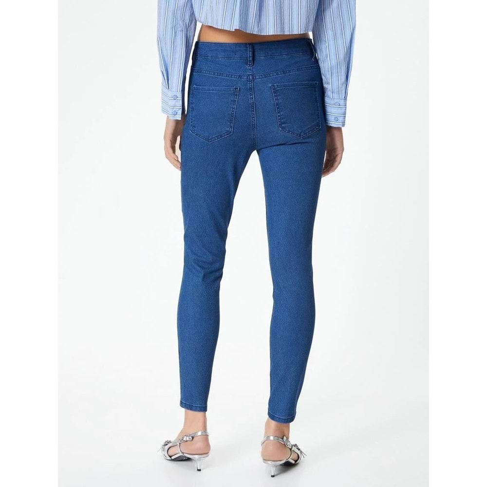 Yüksek Bel Skinny Kot Pantolon Dar Paça Cepli - Carmen Skinny Jeans - KOTON - 4SAL40367MD - AÇIK İNDİGO - 29/32