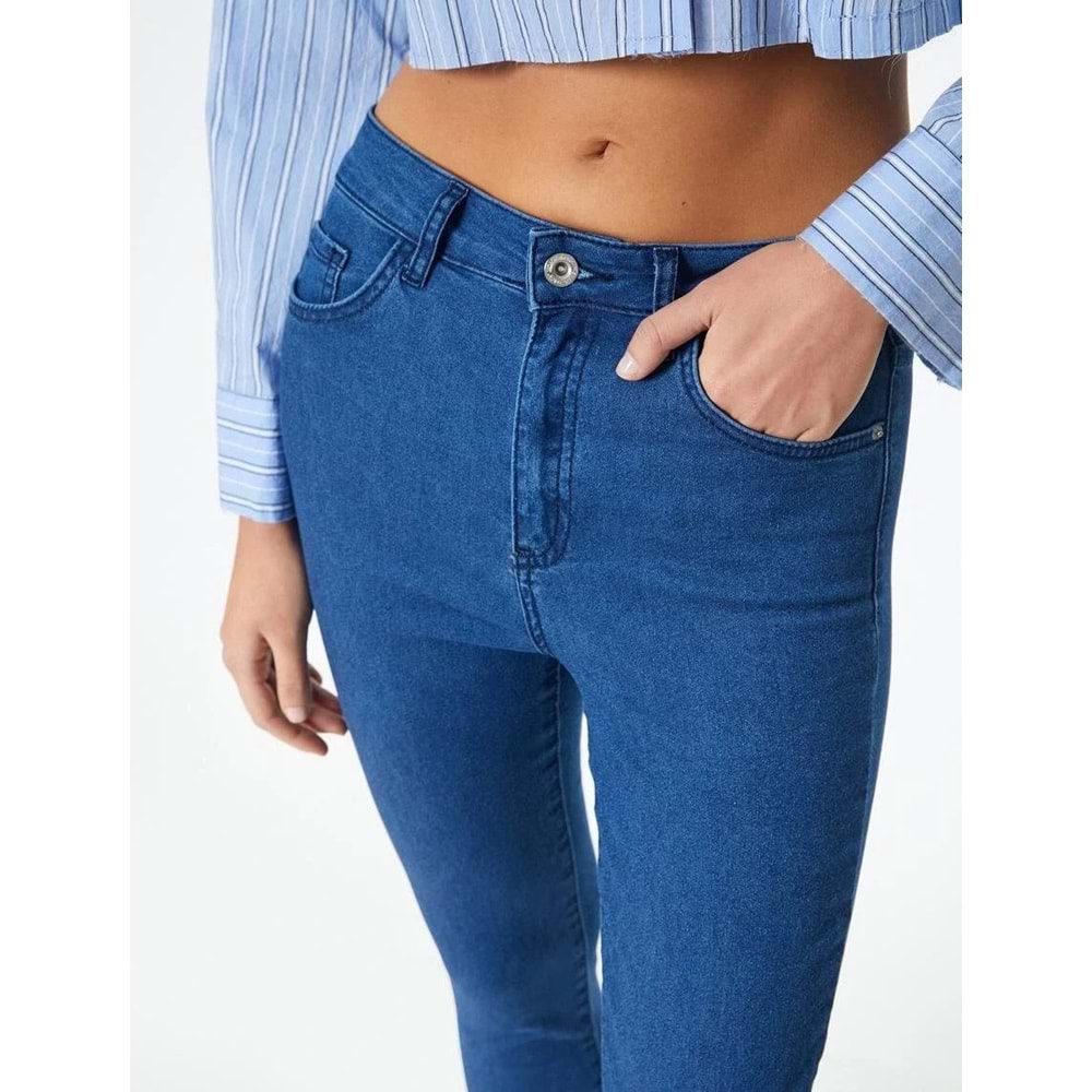 Yüksek Bel Skinny Kot Pantolon Dar Paça Cepli - Carmen Skinny Jeans - KOTON - 4SAL40367MD - AÇIK İNDİGO - 29/32