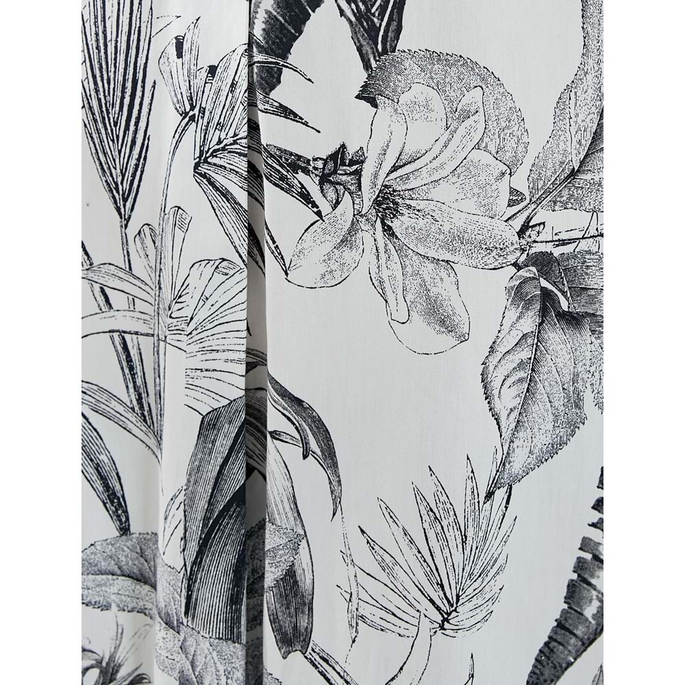 V Yaka Tunik Uzun Kollu Egzotik Desenli - KOTON - 4SAK60214UW - Siyah Desenli - 38