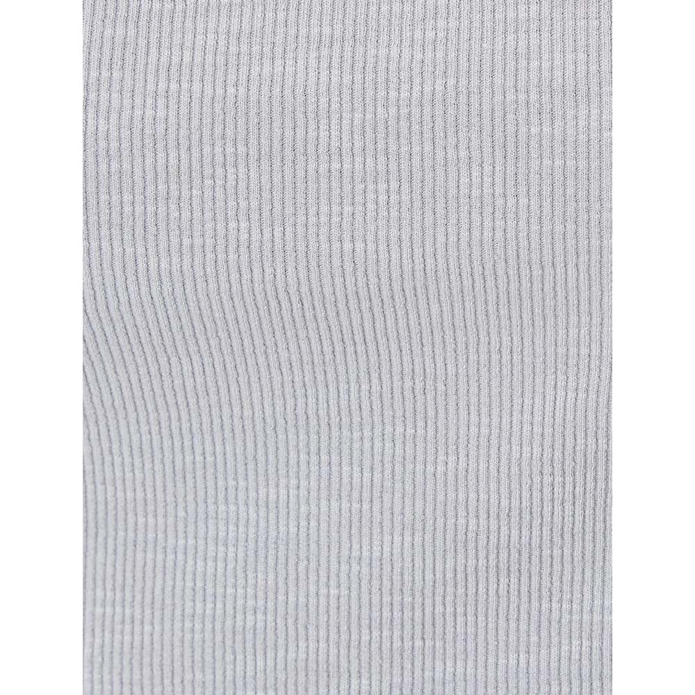 Sırt Dekolteli Tişört Crop Kısa Kollu Fitilli Slim Fit - KOTON - 4SAL10804IK - GRİ - XL