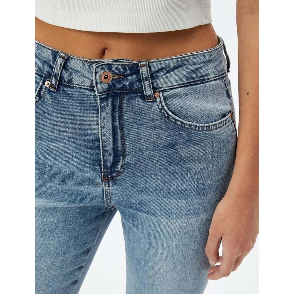 Dar Paça Yüksek Bel Esnek Kot Pantolon - Carmen Skinny Jeans - KOTON - 4SAL40135MD - AÇIK İNDİGO - 29/32