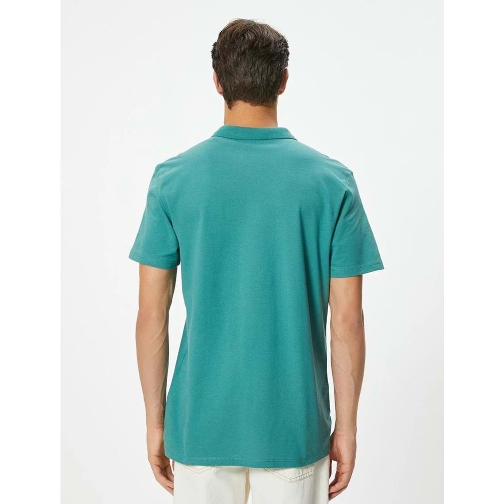Polo Yaka Tişört Slim Fit Düğmeli Kısa Kollu - KOTON - 4SAM10113MK - YEŞİL - XXL