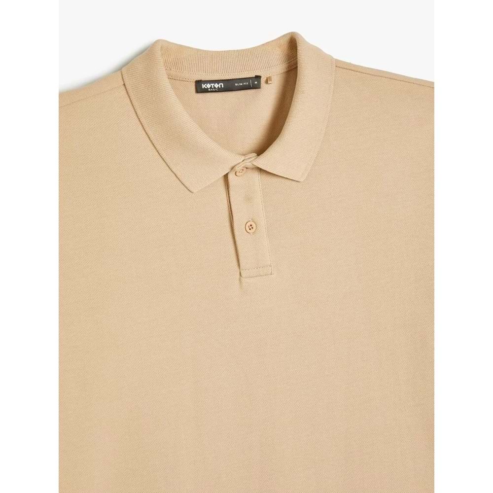 Polo Yaka Tişört Slim Fit Düğmeli Kısa Kollu - KOTON - 4SAM10113MK - YEŞİL - XL