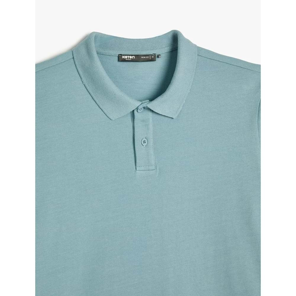 Polo Yaka Tişört Slim Fit Düğmeli Kısa Kollu 4SAM10113MK