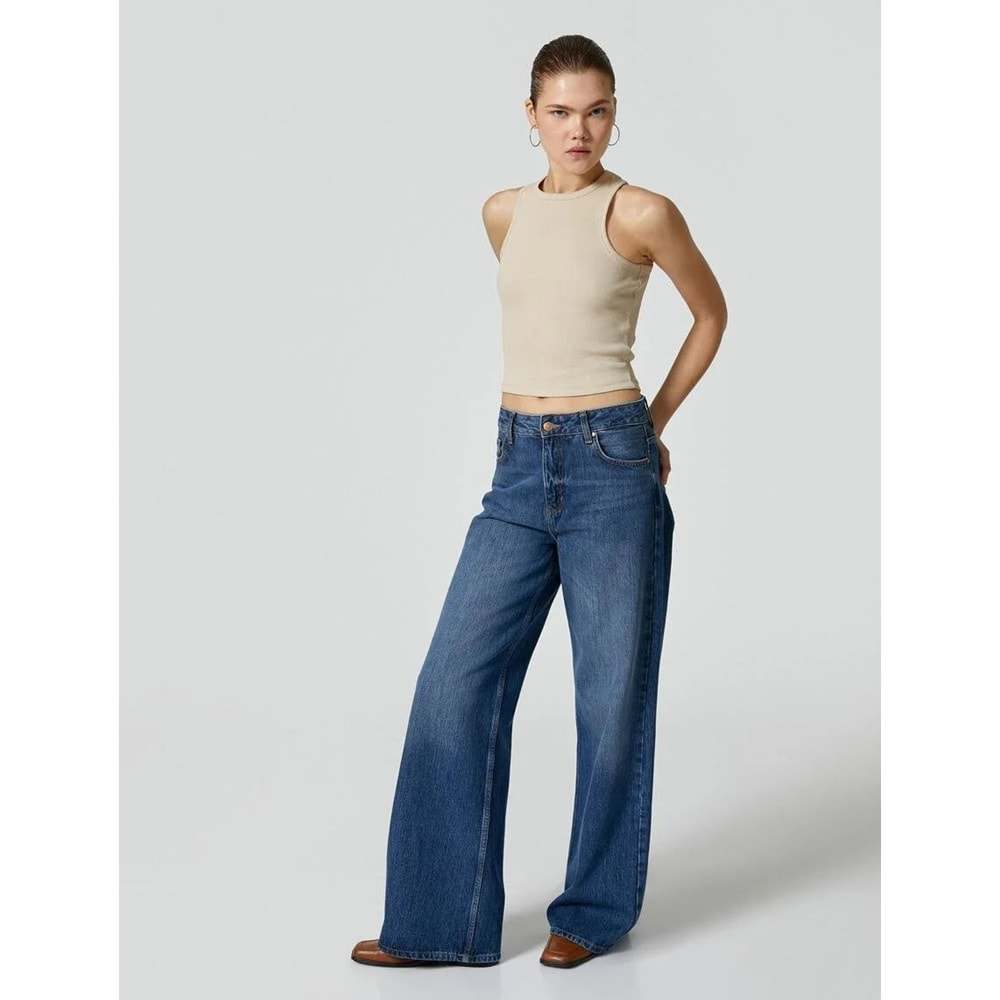 Basic Halter Yaka Atlet Ribanalı Pamuklu - KOTON - 4SAL30065IK - KAHVERENGİ - S
