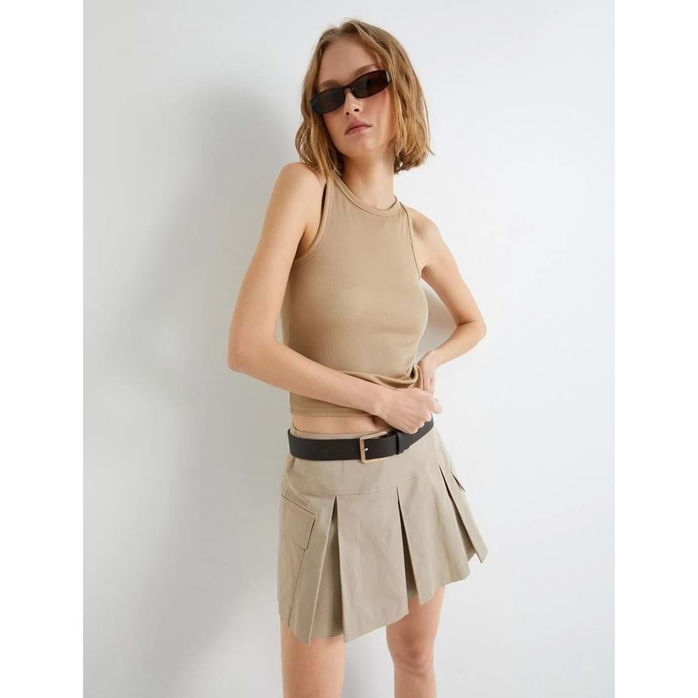 Halter Yaka Atlet Fitilli Slim Fit - KOTON - 4SAK10004EK - BEJ - XS