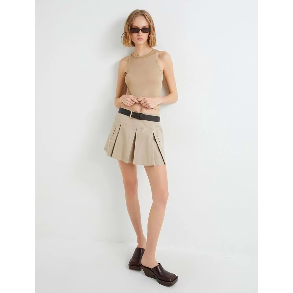 Halter Yaka Atlet Fitilli Slim Fit - KOTON - 4SAK10004EK - BEJ - XS