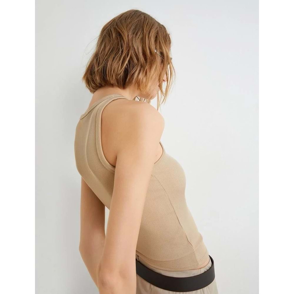 Halter Yaka Atlet Fitilli Slim Fit - KOTON - 4SAK10004EK - BEJ - XS