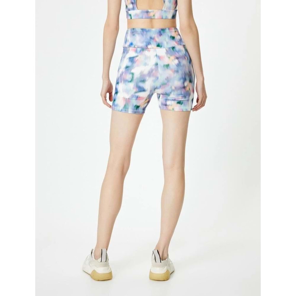 Spor Biker Tayt Yüksek Bel Batik Desenli Slim Fit - KOTON - 4SAK40061NK - LİLA DESENLİ - XS