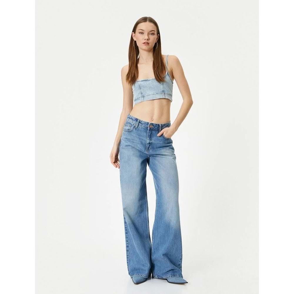 Kot Büstiyer İnce Askılı Slim Fit Kare Yaka - KOTON - 4SAL30005MD - AÇIK İNDİGO - 38