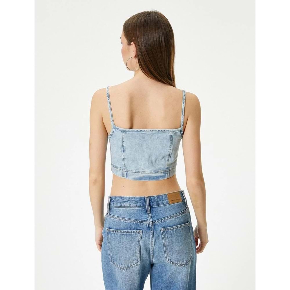 Kot Büstiyer İnce Askılı Slim Fit Kare Yaka - KOTON - 4SAL30005MD - AÇIK İNDİGO - 38
