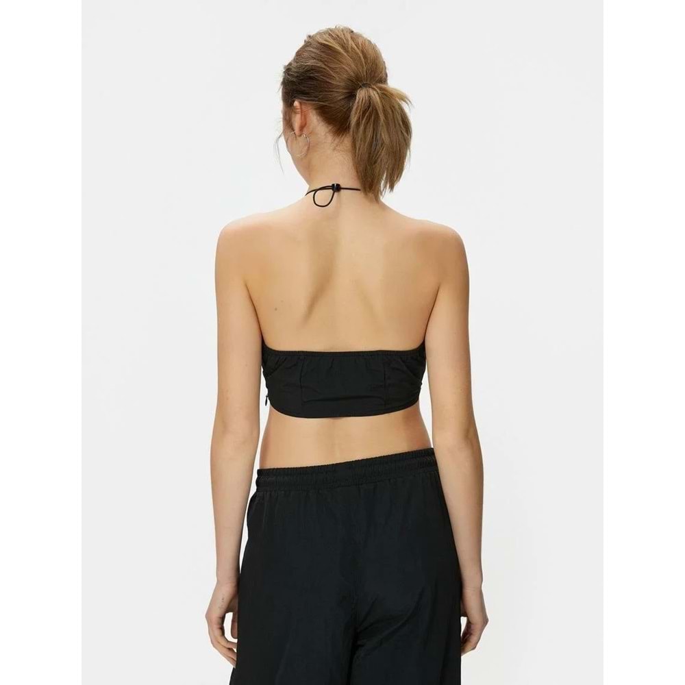 Crop Paraşüt Üst Halter Yaka Stoper Detaylı - KOTON - 4SAL30010IW - SİYAH - 38
