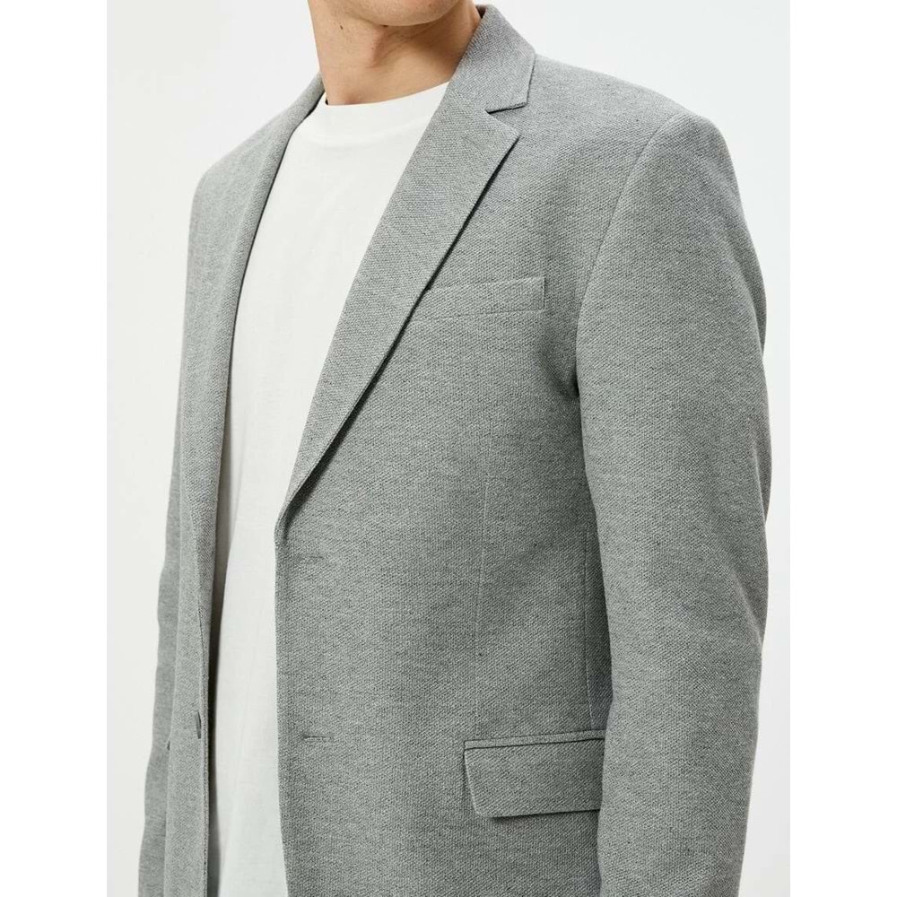 Blazer Ceket Slim Fit Cep Detaylı Düğmeli - KOTON - 5WAM50002HK - ANTRASİT - 56