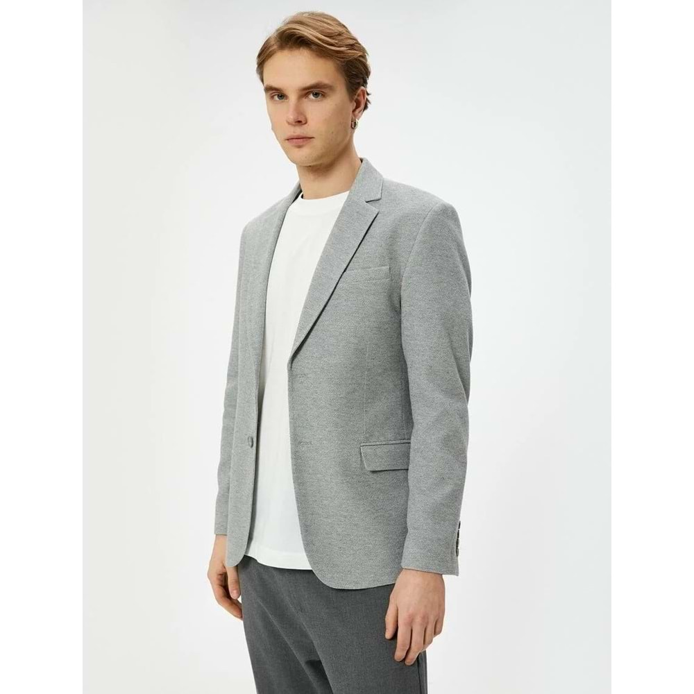 Blazer Ceket Slim Fit Cep Detaylı Düğmeli 5WAM50002HK