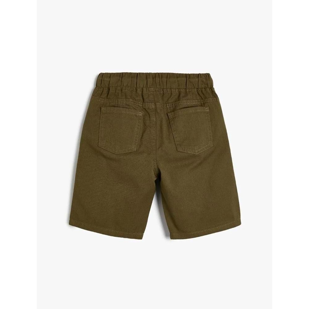 Erkek Çocuk Basic Şort Beli Bağlamalı Cepli Pamuklu - KOTON - 4SKB40068TW - HAKİ - 4-5 YAŞ