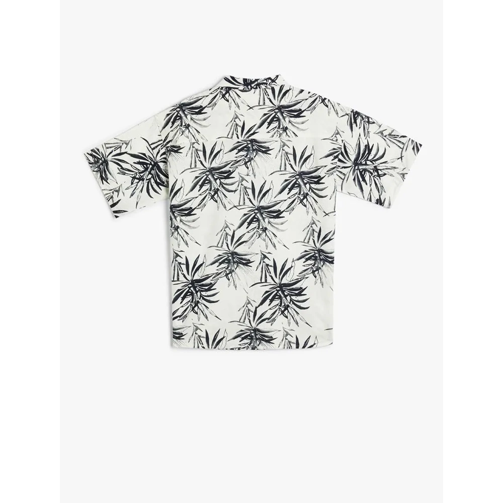 Erkek Çocuk Gömlek Yaprak Baskılı Kısa Kollu Cepli - KOTON - 4SKB60071TW - EKRU DESENLİ - 5-6 YAŞ