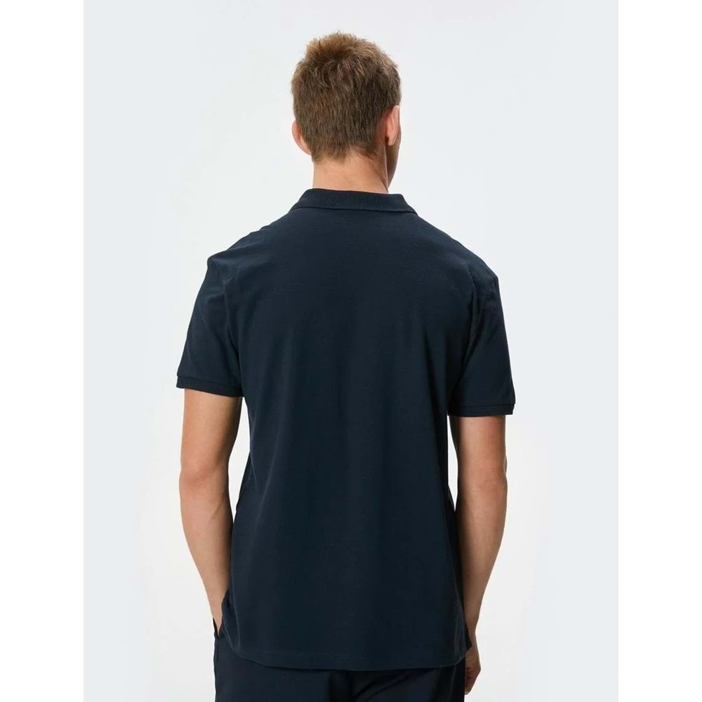 Polo Yaka Tişört Slim Fit Düğmeli Kısa Kollu - 4SAM10098MK - KOTON - 4SAM10098MK - LACİVERT - M