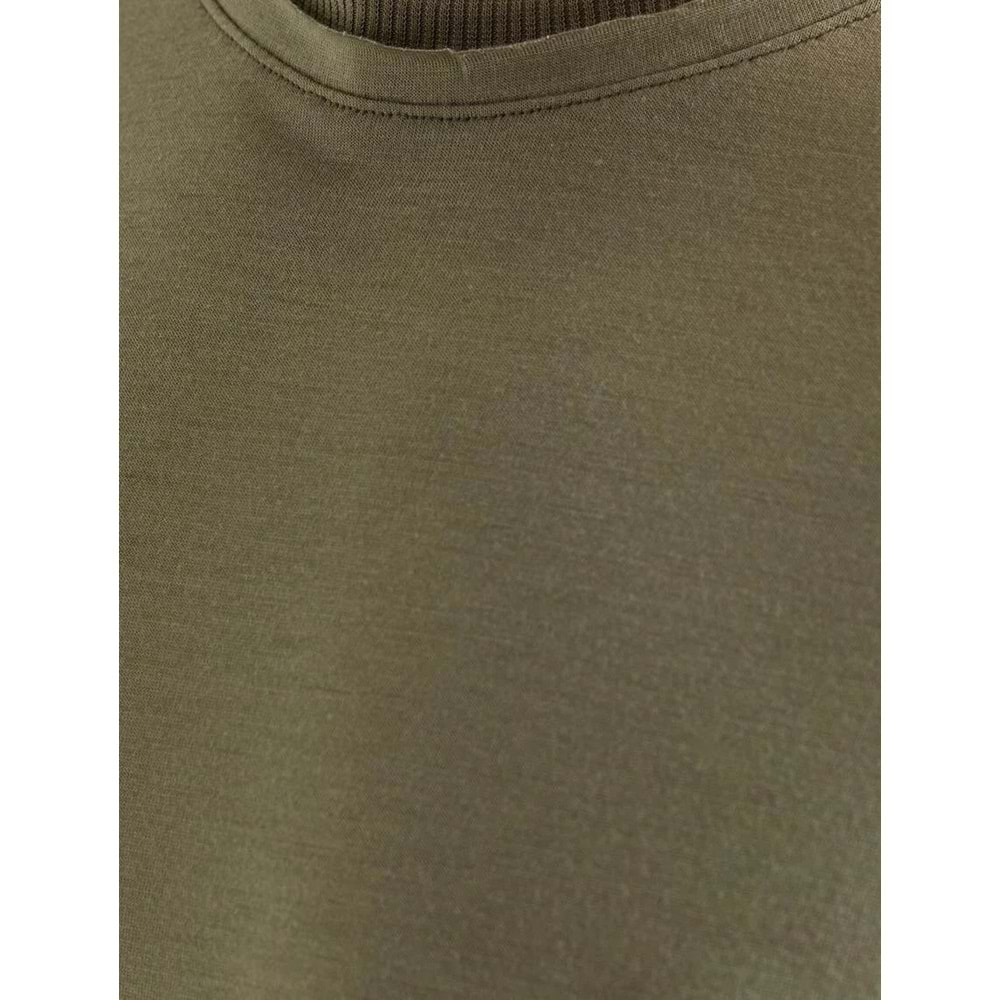 Basic Tişört Kısa Kollu Bisiklet Yaka Slim Fit - KOTON - 4SAM10276HK - HAKİ - S