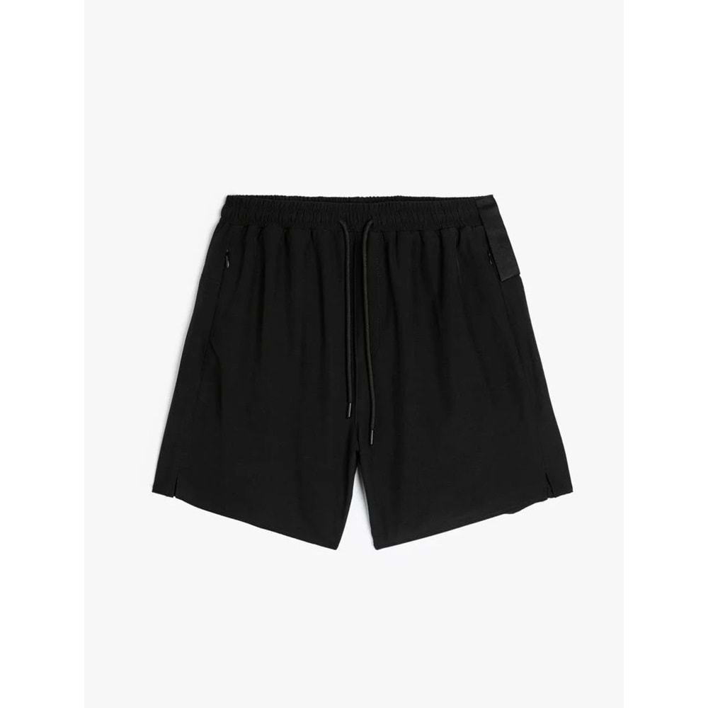 Spor Şort Beli Bağcıklı Fermuar Cep Detaylı - KOTON - 4SAM40032NW - SİYAH - XXL