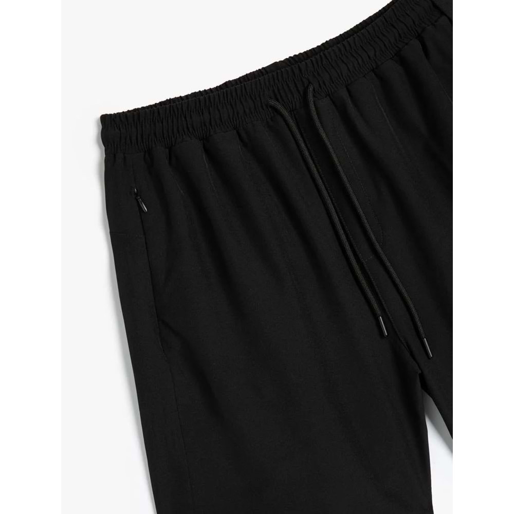 Spor Şort Beli Bağcıklı Fermuar Cep Detaylı - KOTON - 4SAM40032NW - SİYAH - XXL