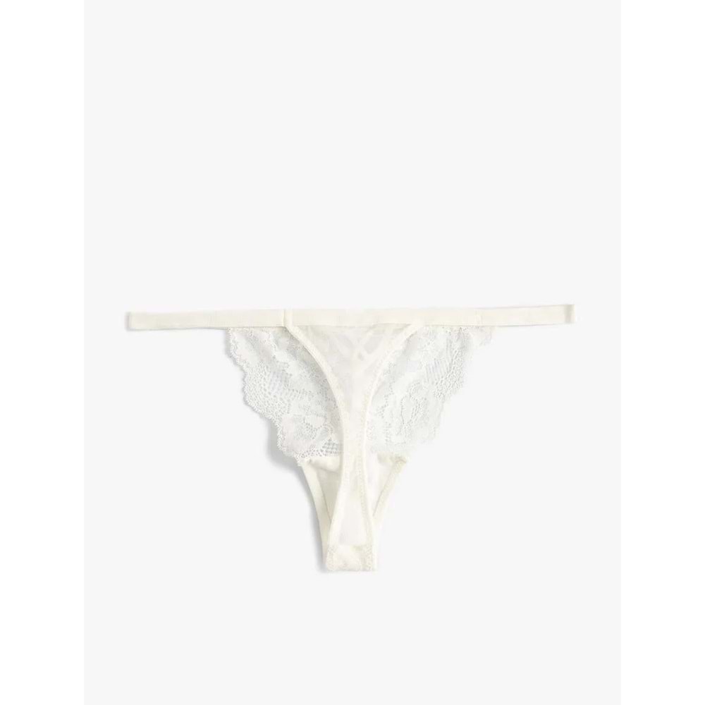 Dantelli Tül String Külot - KOTON - 4SLK30091MK - BEYAZ - S