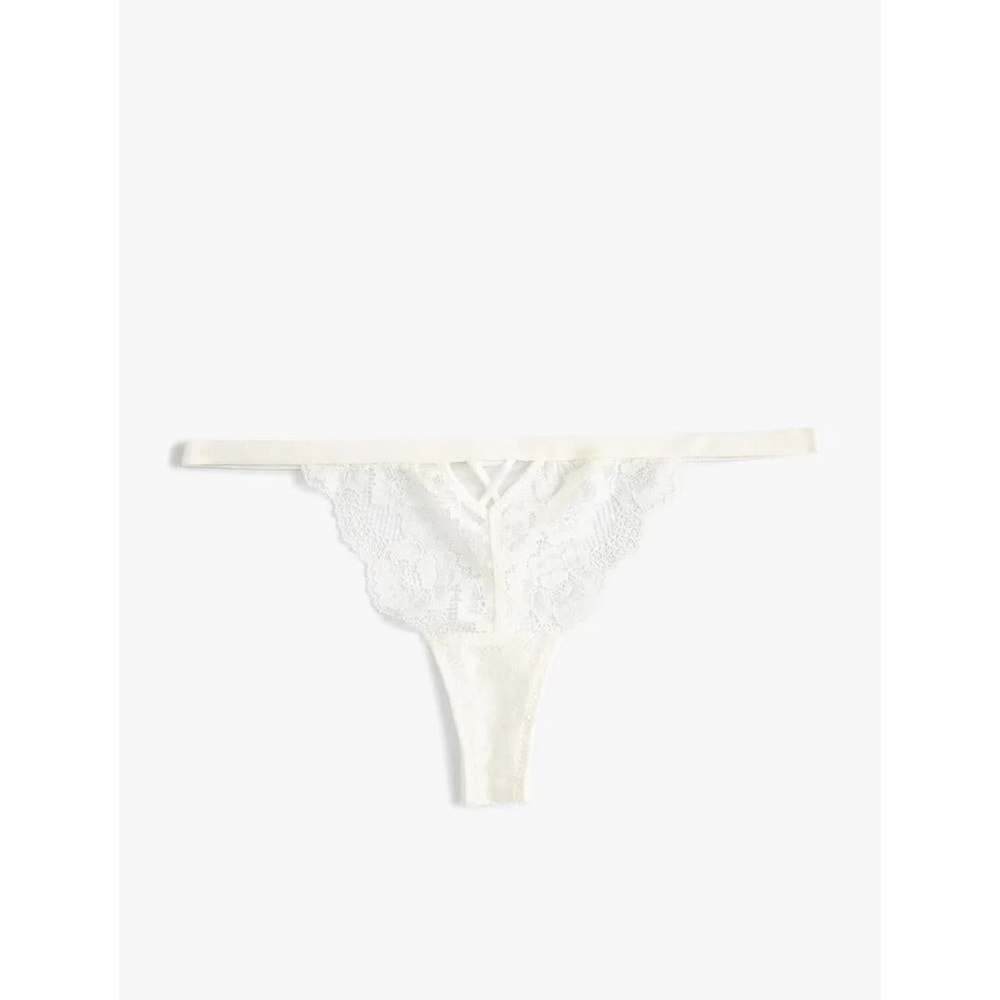 Dantelli Tül String Külot - KOTON - 4SLK30091MK - BEYAZ - S