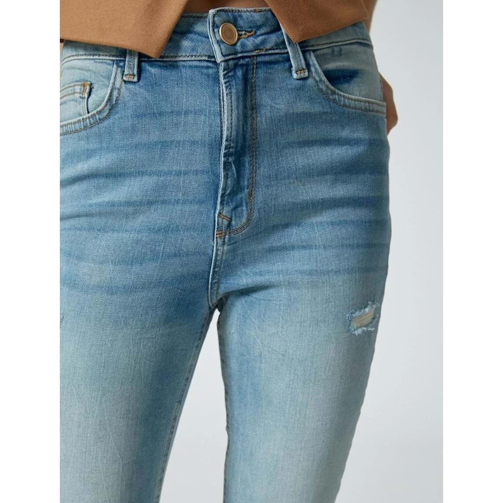 Yüksek Bel Skinny Kot Pantolon Cepli Pamuklu - Carmen Jean - KOTON - 4SAL40071MD - AÇIK İNDİGO - 29/32