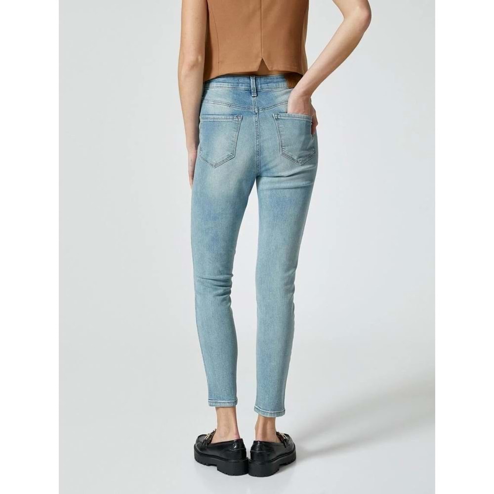 Yüksek Bel Skinny Kot Pantolon Cepli Pamuklu - Carmen Jean - KOTON - 4SAL40071MD - AÇIK İNDİGO - 29/32