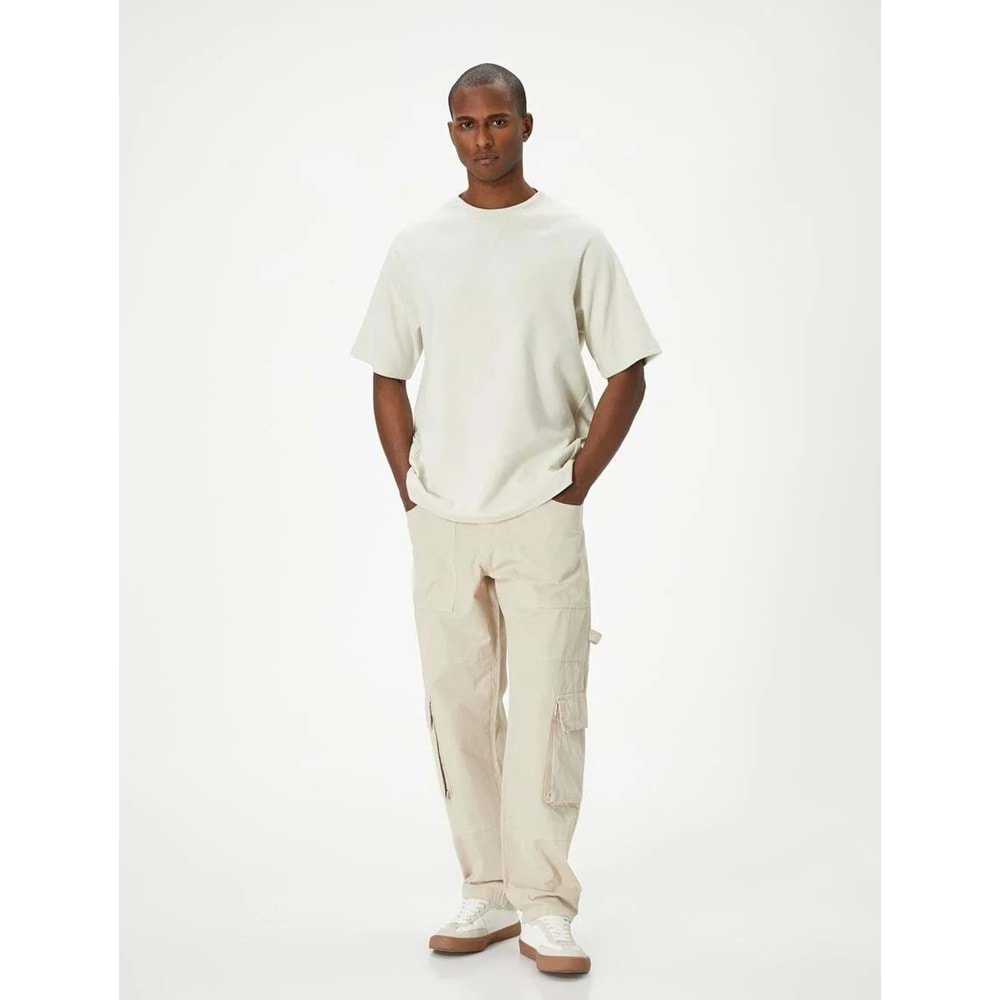 Kargo Cepli Pantolon Düğmeli Bol Paça - KOTON - 4SAM40150HW - GRİ - 40