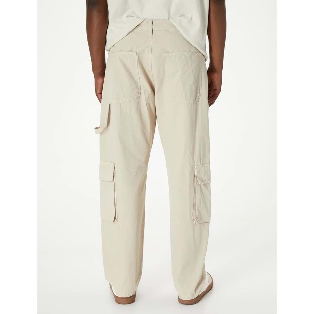 Kargo Cepli Pantolon Düğmeli Bol Paça - KOTON - 4SAM40150HW - GRİ - 40