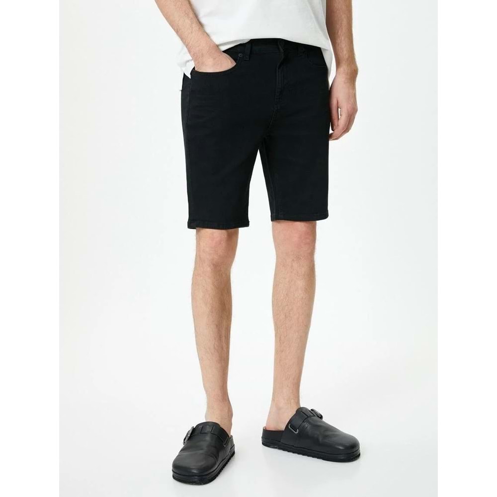 Kot Şort Bermuda Slim Fit Düğmeli Cepli - KOTON - 4SAM40105ND - SİYAH - 29
