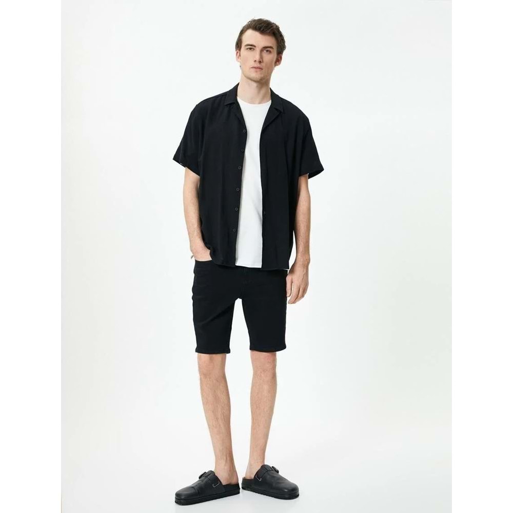 Kot Şort Bermuda Slim Fit Düğmeli Cepli - KOTON - 4SAM40105ND - SİYAH - 29
