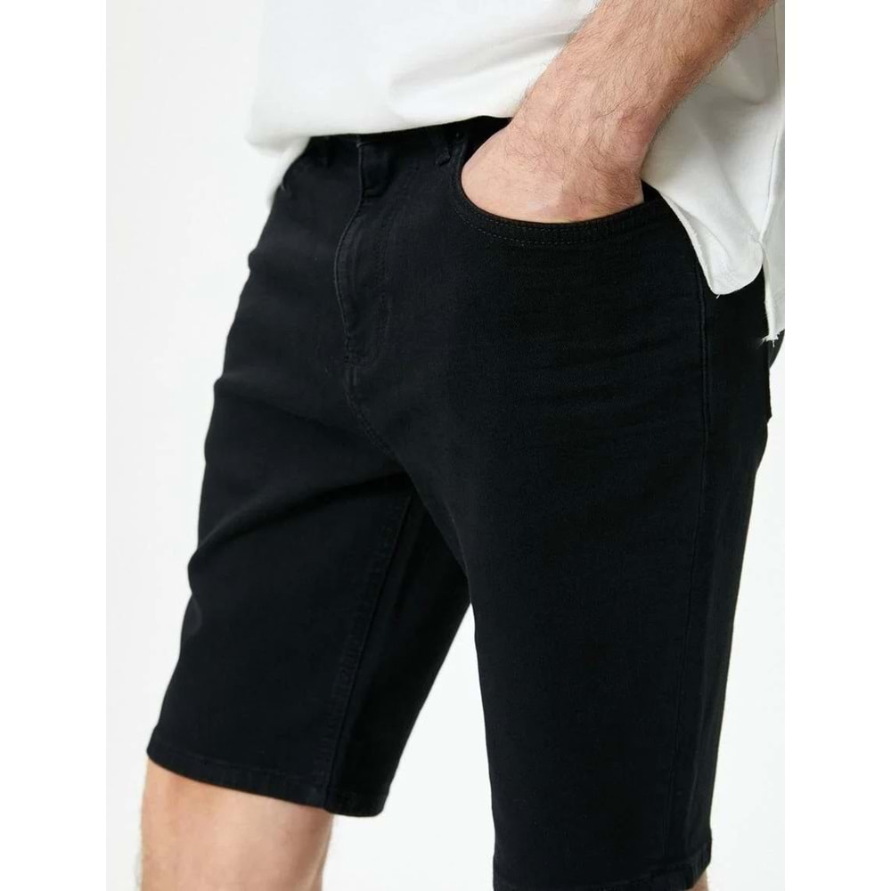 Kot Şort Bermuda Slim Fit Düğmeli Cepli - KOTON - 4SAM40105ND - SİYAH - 29