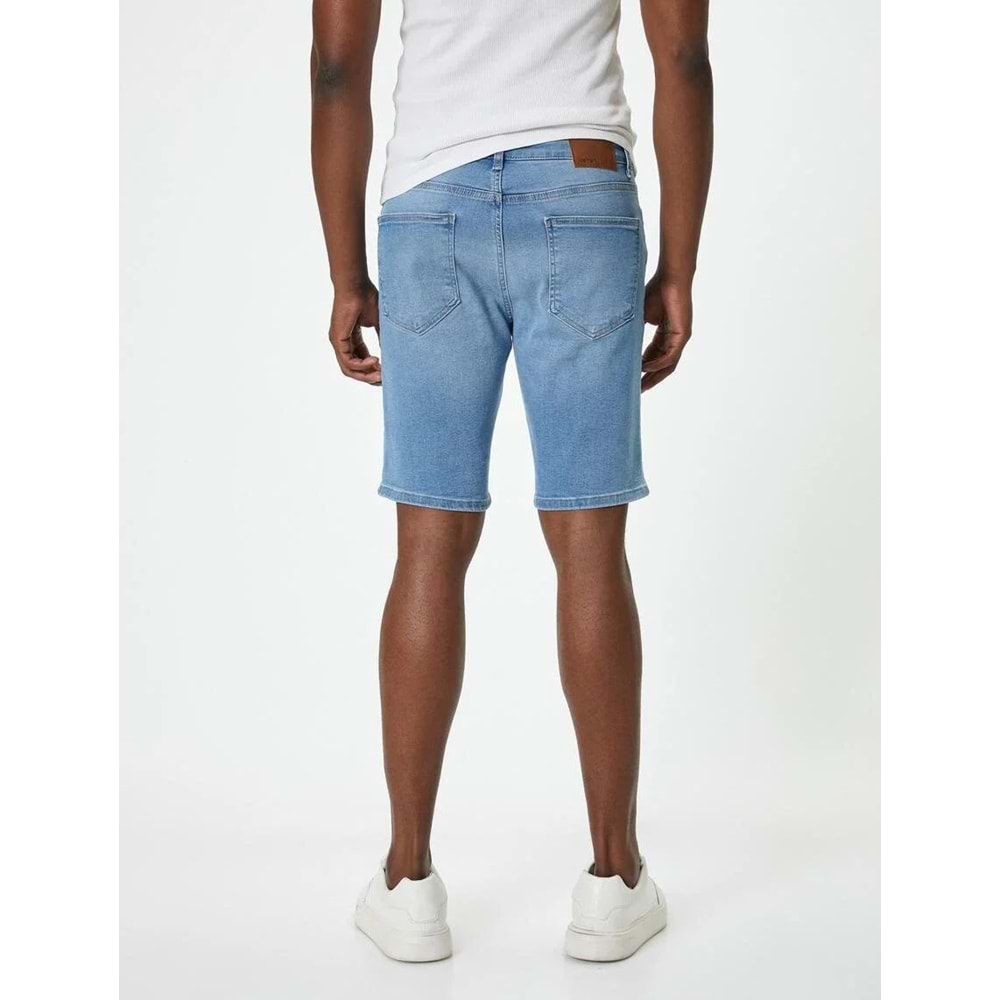 ERKEK GİYİM Bermuda Slim Fit ŞORT - KOTON - 4SAM40311ND - AÇIK İNDİGO - 34