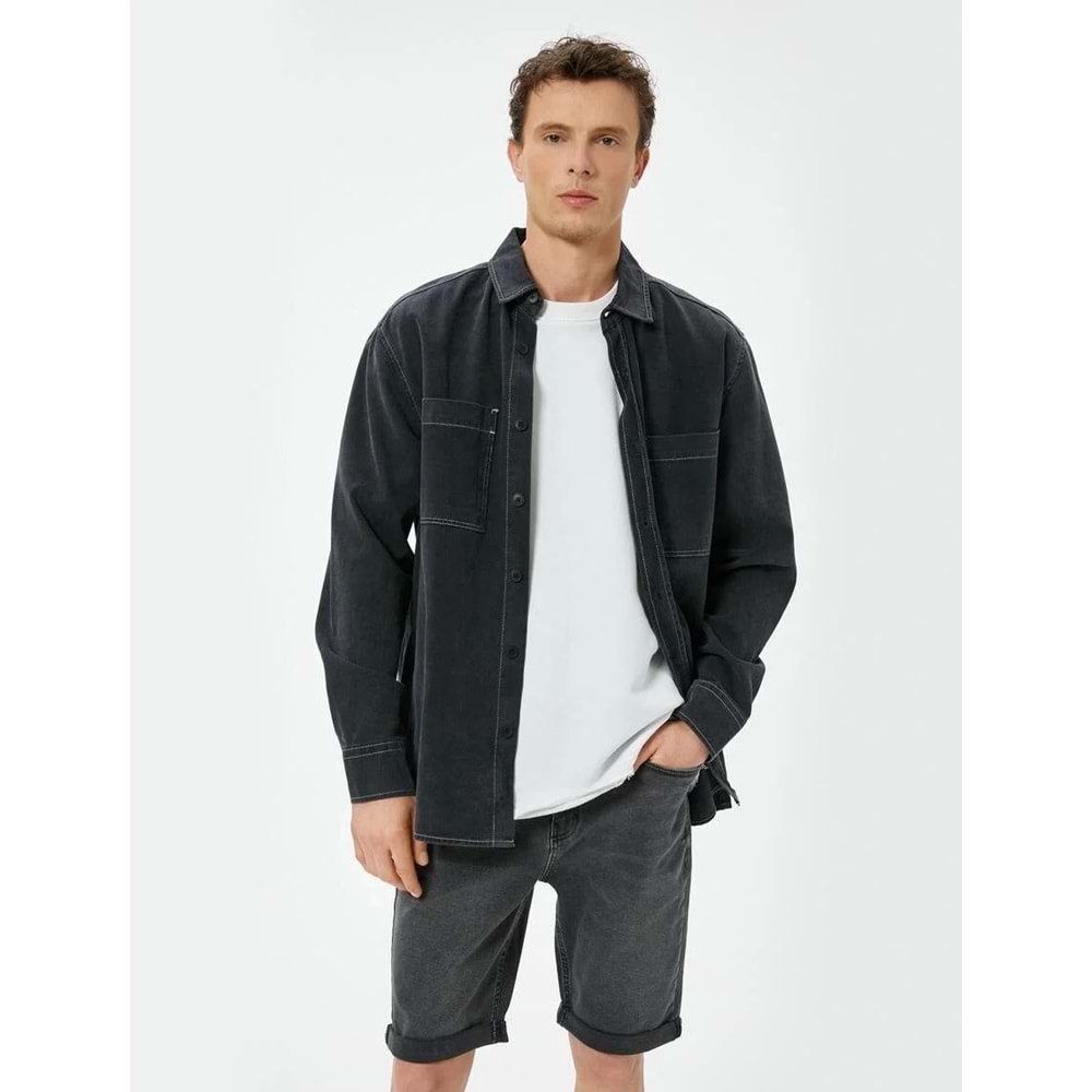 Kot Şort Slim Fit 5 Cepli Düğmeli - KOTON - 4SAM40315ND - GRİ - 33