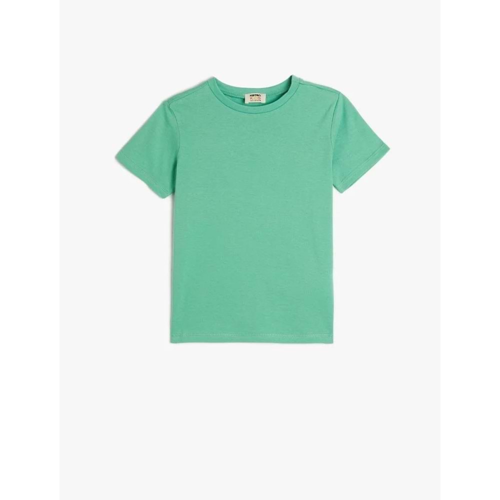 Erkek Çocuk Basic Tişört Kısa Kollu Bisiklet Yaka Pamuklu - KOTON - 4SKB10093TK - YEŞİL - 5-6 YAŞ