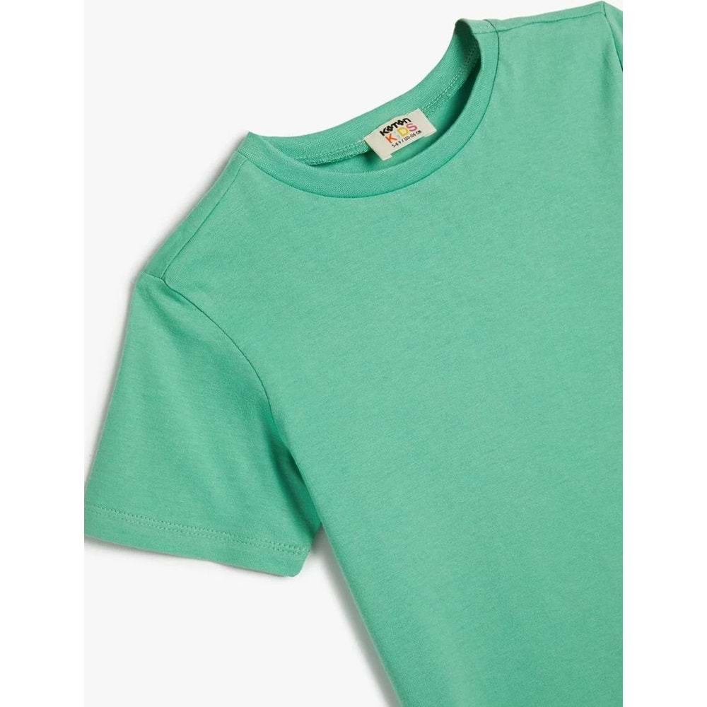 Erkek Çocuk Basic Tişört Kısa Kollu Bisiklet Yaka Pamuklu - KOTON - 4SKB10093TK - YEŞİL - 5-6 YAŞ